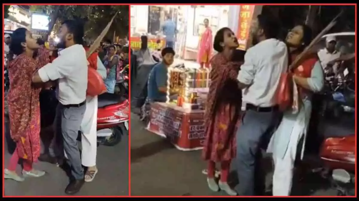 Karwa Chauth shopping with girlfriend in Indore, wife catches him red-handed Karwa Chauth shopping with girlfriend in Indore, wife catches him red-handed