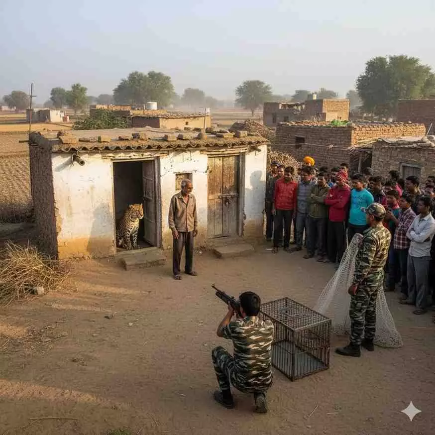 mans presence of mind averted a major tragedy; the forest department rescued it within four hours.