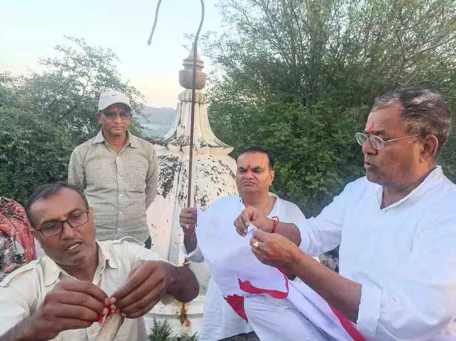 A new flag was installed at Magwas Thakurji Temple A new flag was installed at Magwas Thakurji Temple