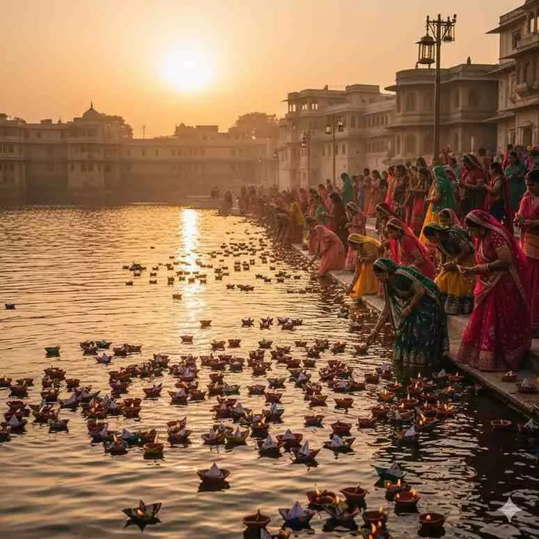 Gangaur Ghat on the banks of Lake
