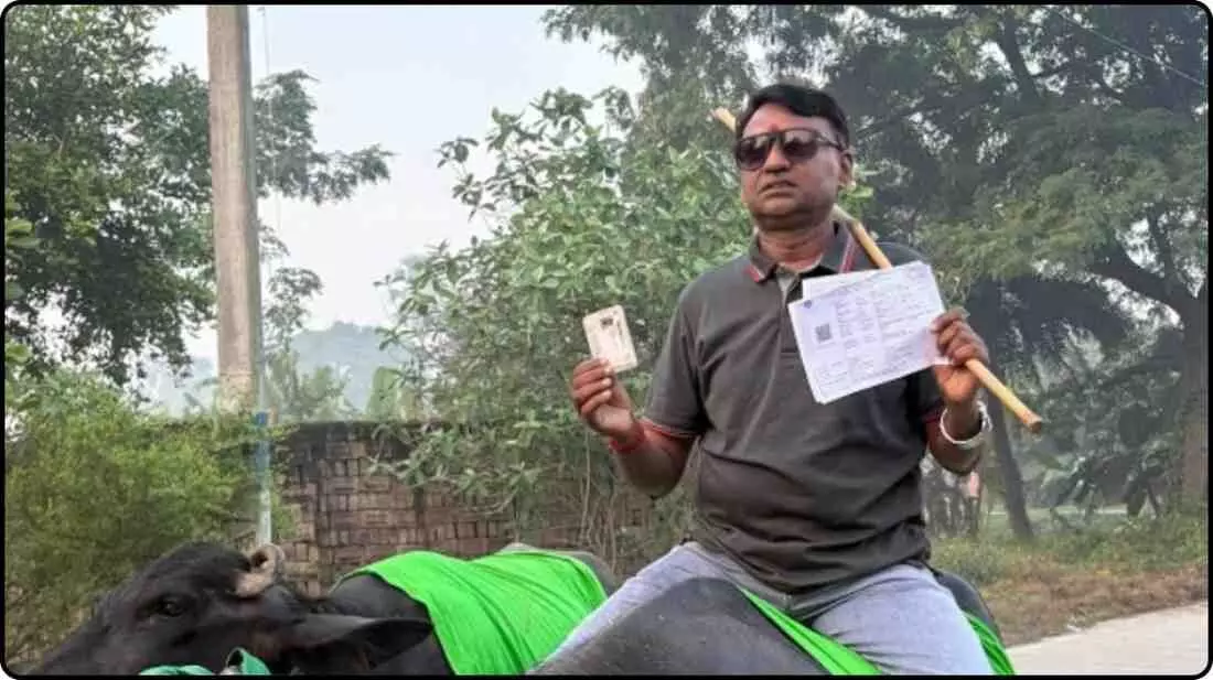 After five years, the grand festival of democracy... Voters unique style in Bihar elections, did not get a car... After five years, the grand festival of democracy... Voters unique style in Bihar elections, did not get a car...