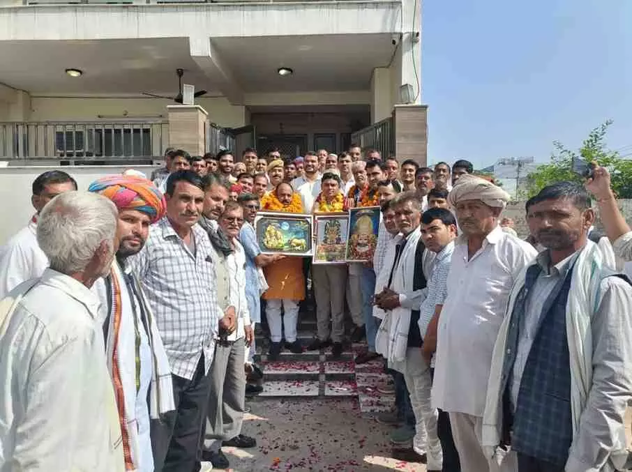 Land allotted for Jat Samaj hostel, MLA Gothwal given a grand welcome Land allotted for Jat Samaj hostel, MLA Gothwal given a grand welcome