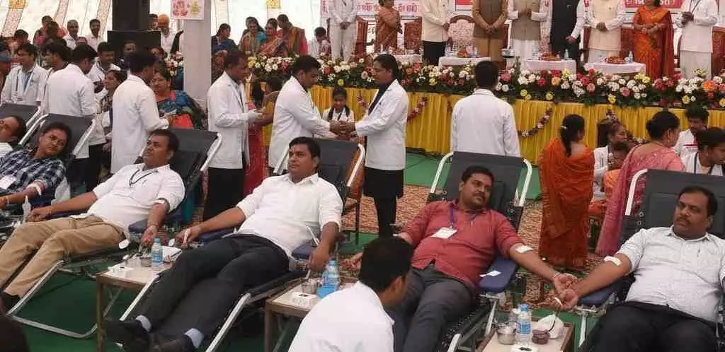 A massive blood donation camp and felicitation A massive blood donation camp and felicitation