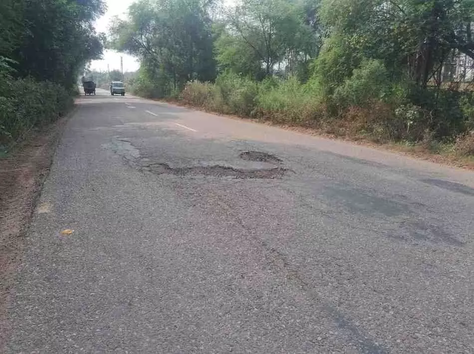 Deep potholes on the Bhusavar- Deep potholes on the Bhusavar-