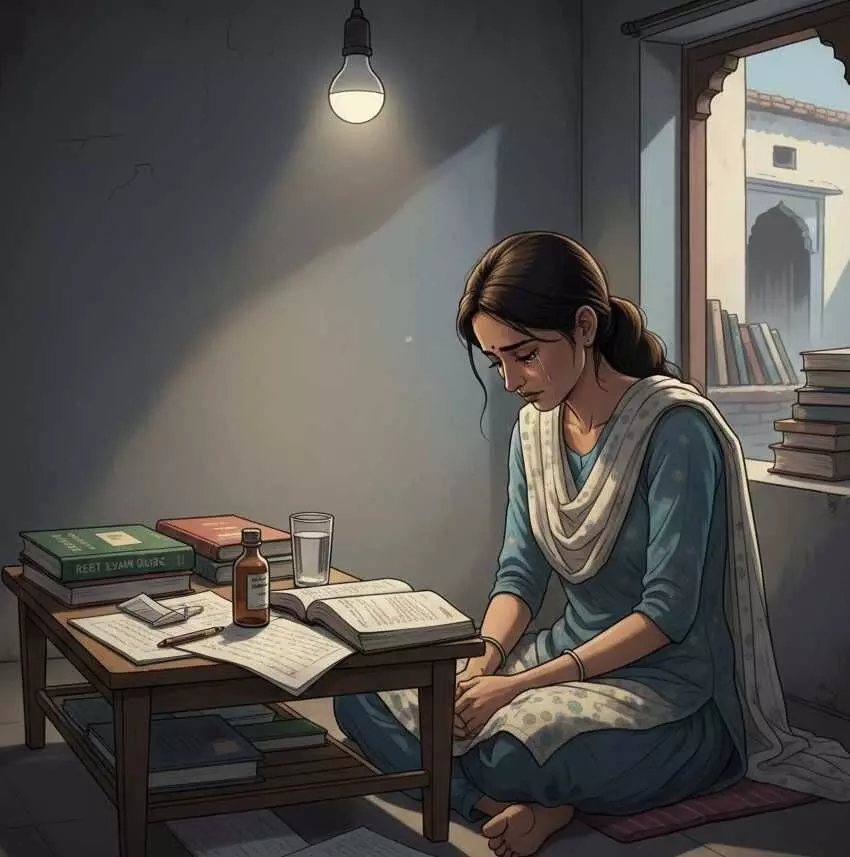 A young woman preparing for a competitive exam A young woman preparing for a competitive exam