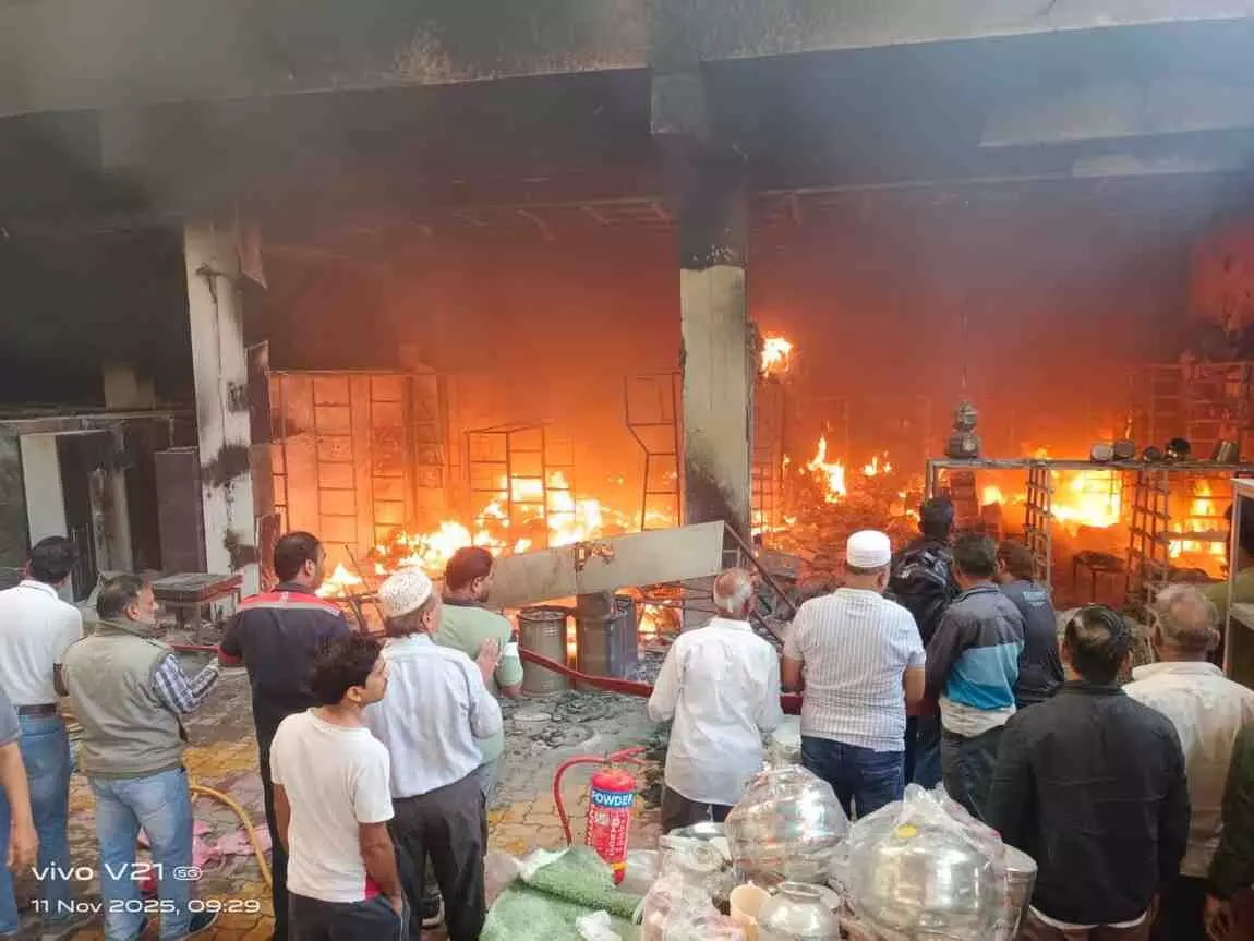 A massive fire broke out in a furniture showroom