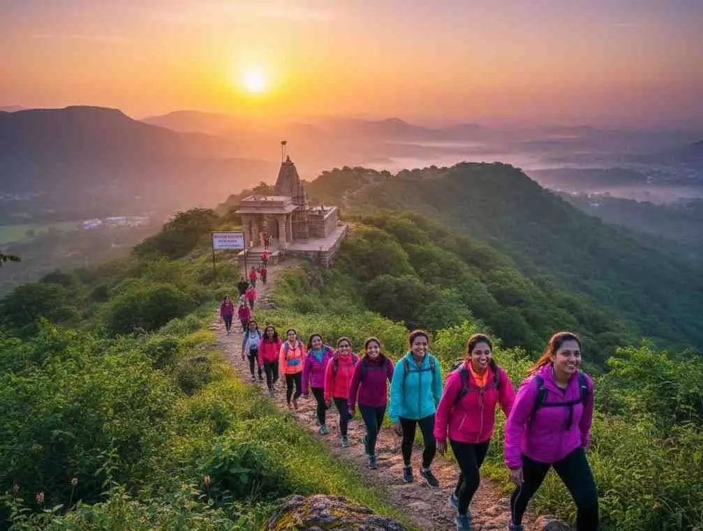 Women undertook an exciting trekking Women undertook an exciting trekking