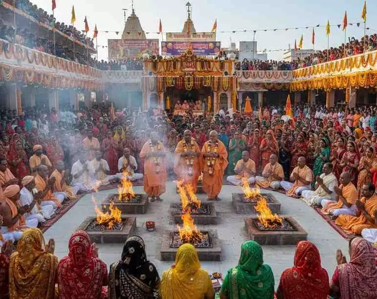 The grand conclusion of the three-day nine-kund Mahayagna, The grand conclusion of the three-day nine-kund Mahayagna,