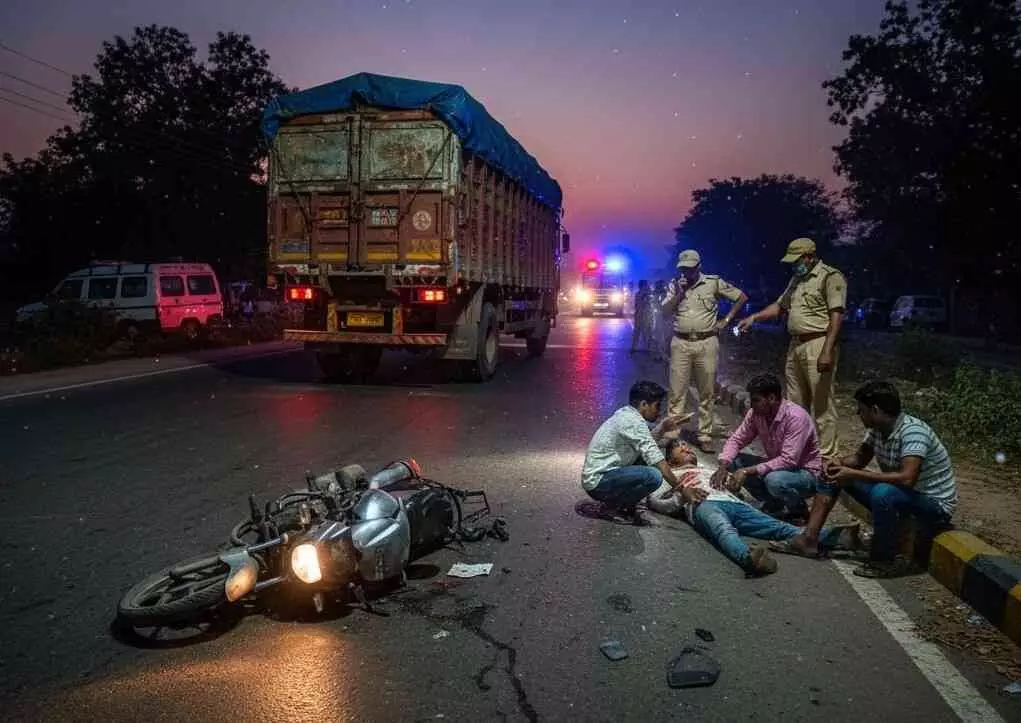 A young man riding a motorcycle died A young man riding a motorcycle died