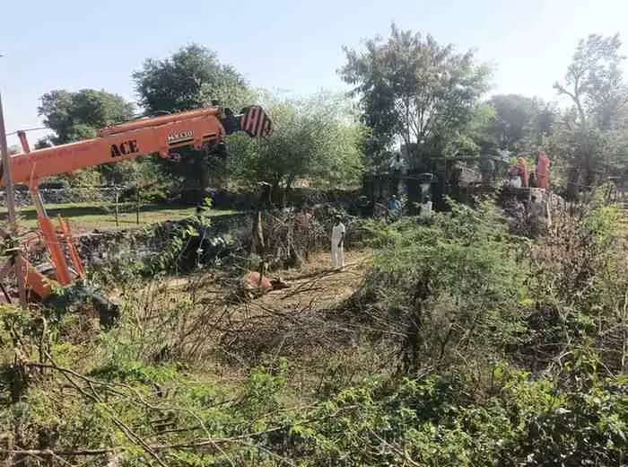 A cow dies after falling into an open well A cow dies after falling into an open well