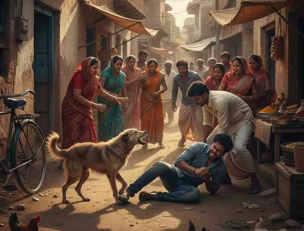 Stray dog attacks youth, Stray dog attacks youth,
