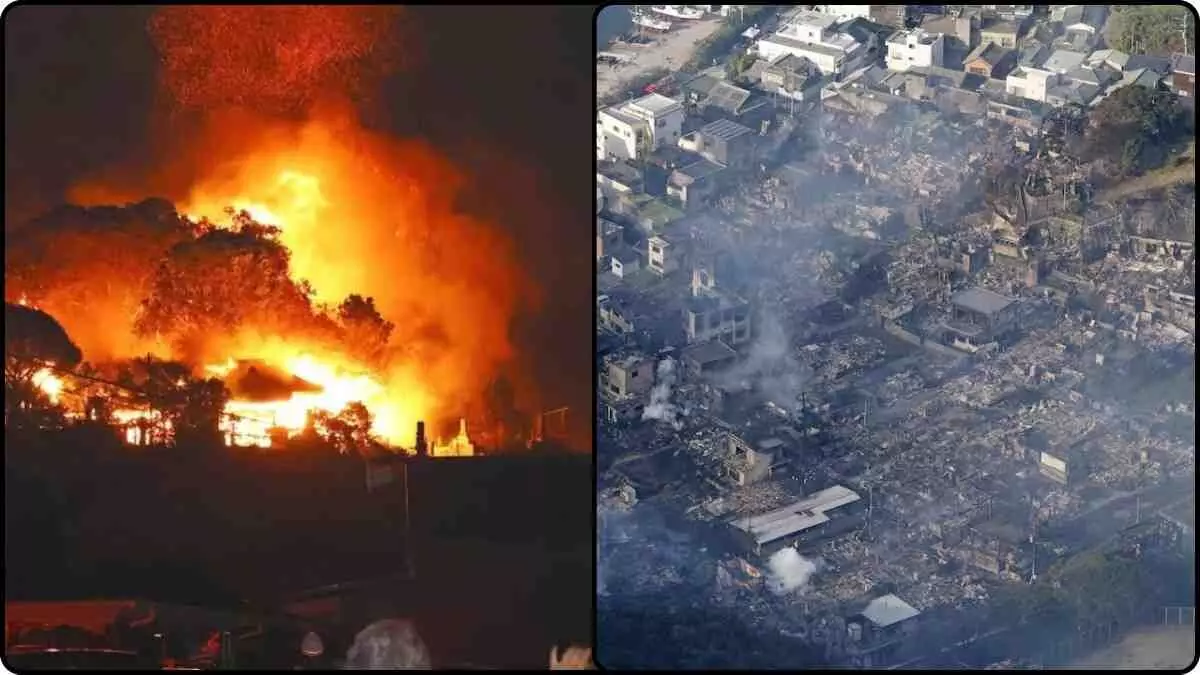 The worst fire in 50 years wreaks havoc; 170 houses burned to ashes in Japan, one dead. The worst fire in 50 years wreaks havoc; 170 houses burned to ashes in Japan, one dead.