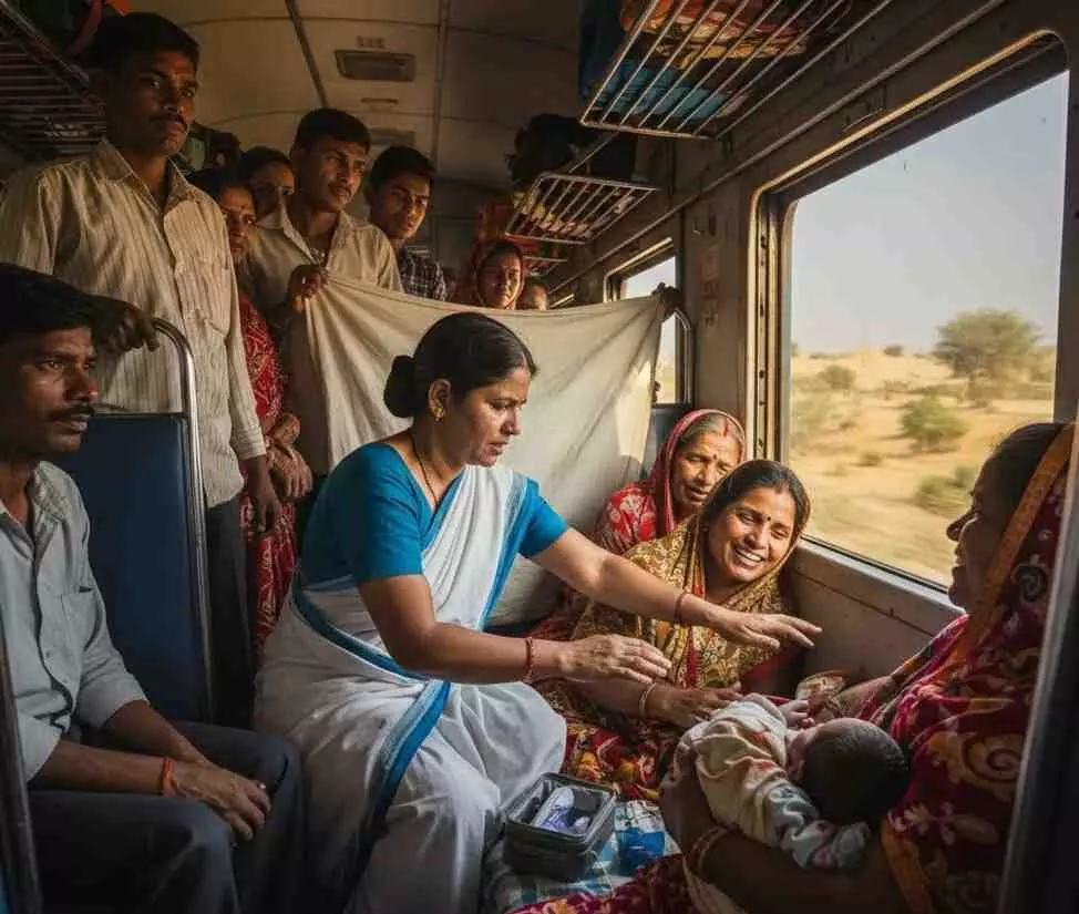 delivery in a moving train,