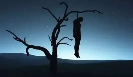 suicide by hanging himself from a tree