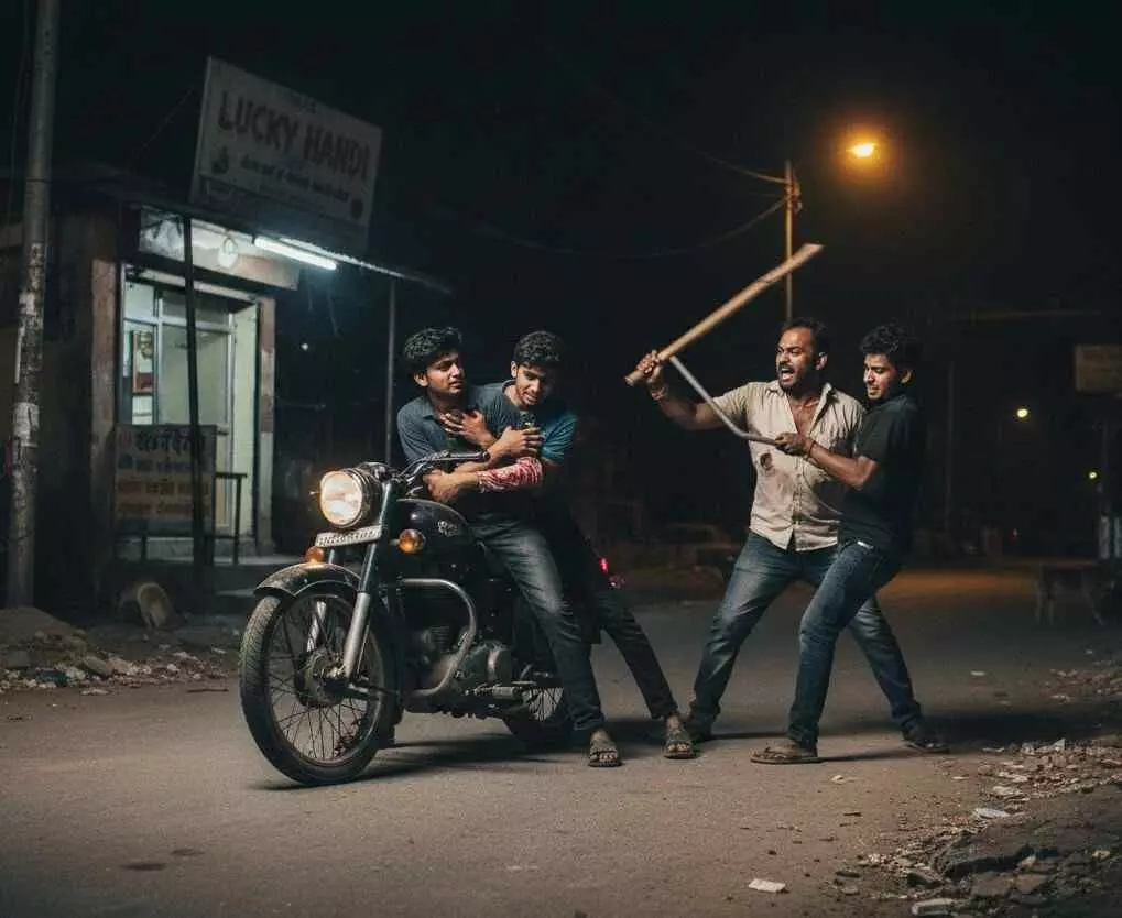 Udaipur: Two bike riders were suddenly attacked Udaipur: Two bike riders were suddenly attacked