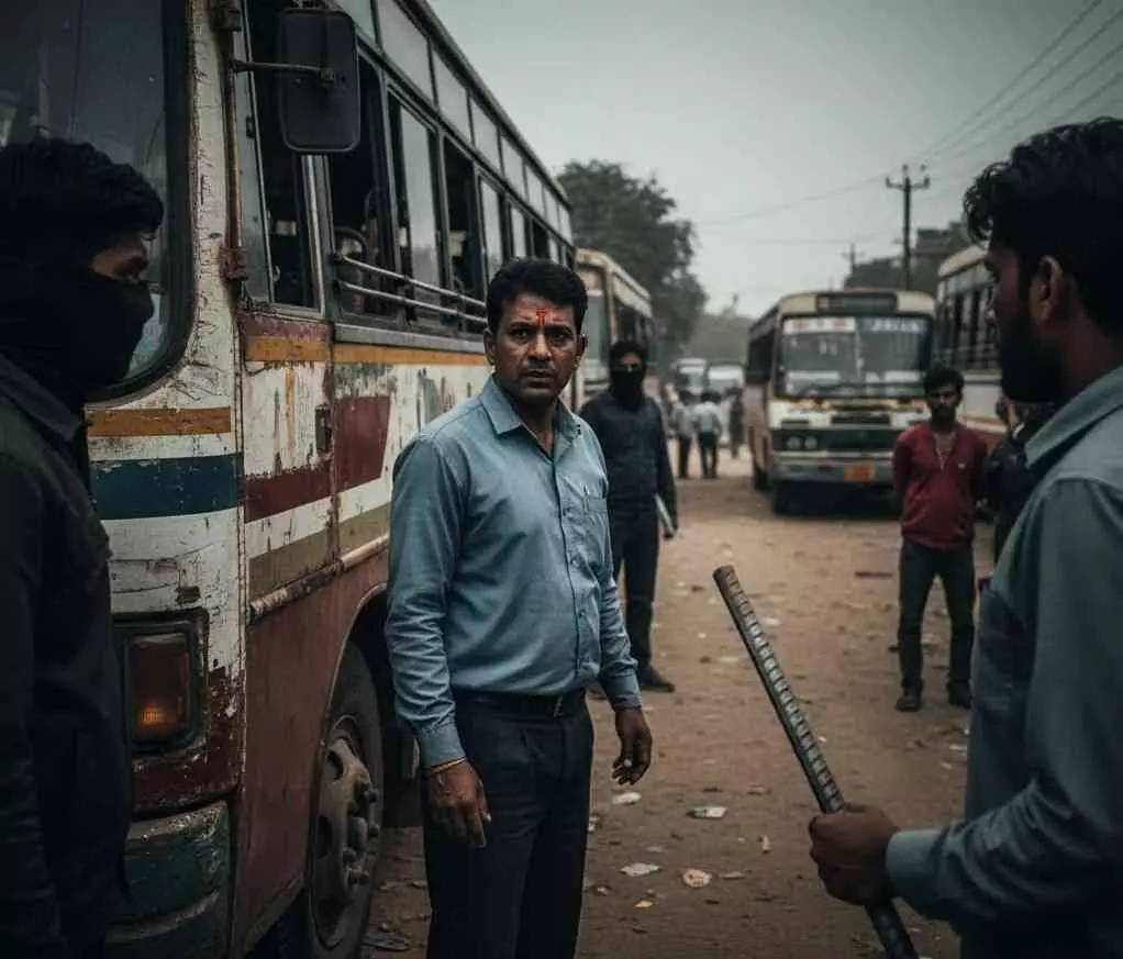 Bus driver beaten with iron rod, Bus driver beaten with iron rod,