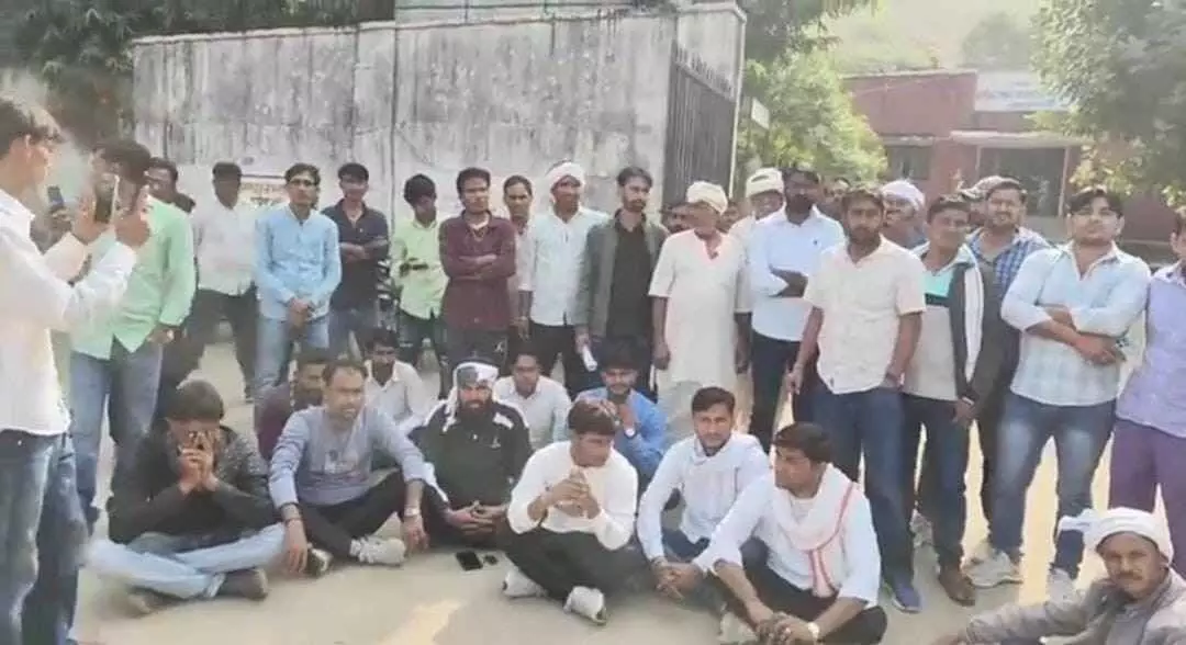 Villagers protest