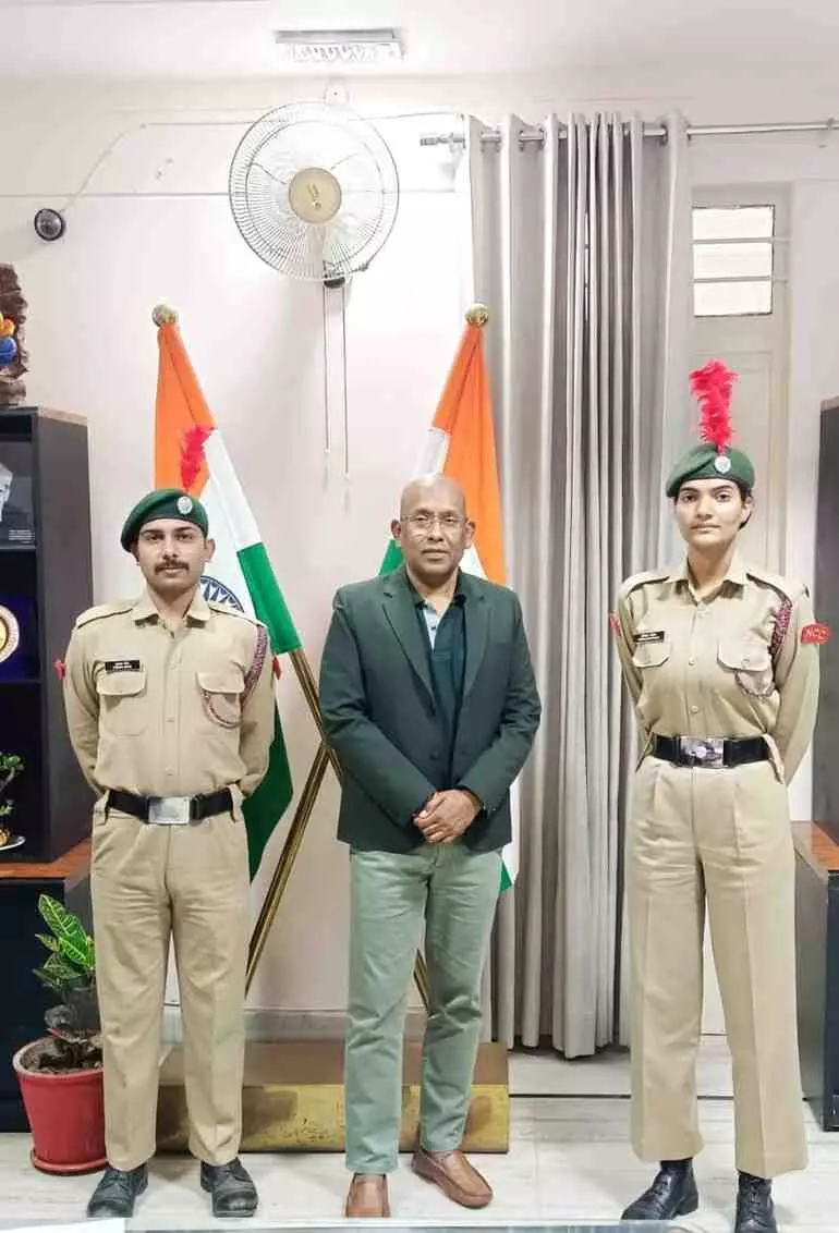 Two NCC cadets of Rajasthan Technical University received DG NCC Commendation Card Two NCC cadets of Rajasthan Technical University received DG NCC Commendation Card