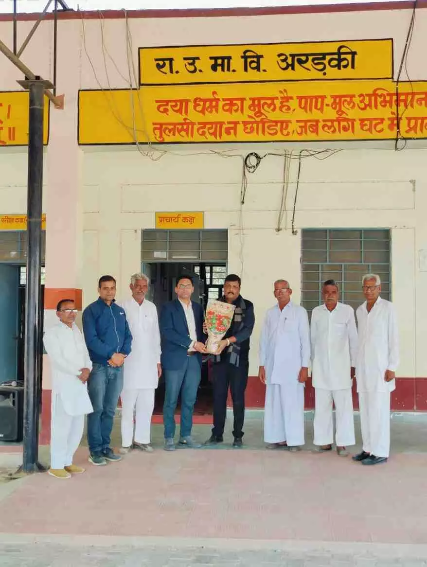 Bhamashah Vinod Kumar Goswami honored at Government Higher Secondary School, Bhamashah Vinod Kumar Goswami honored at Government Higher Secondary School,