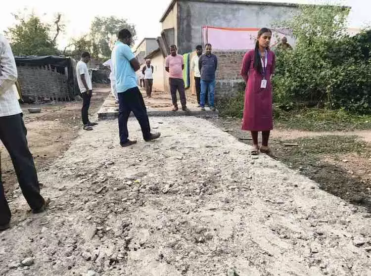 Cement road in Nimani cracks within two days; citizens are furious, alleging shoddy work. Cement road in Nimani cracks within two days; citizens are furious, alleging shoddy work.