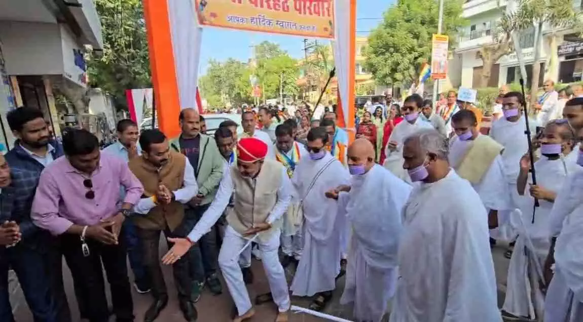 Grand welcome to Acharya Mahashramanji in Rajsamand,
