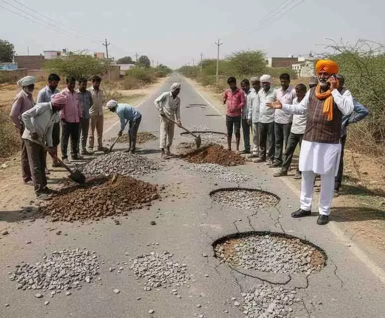 Patchwork done with substandard material, villagers angry