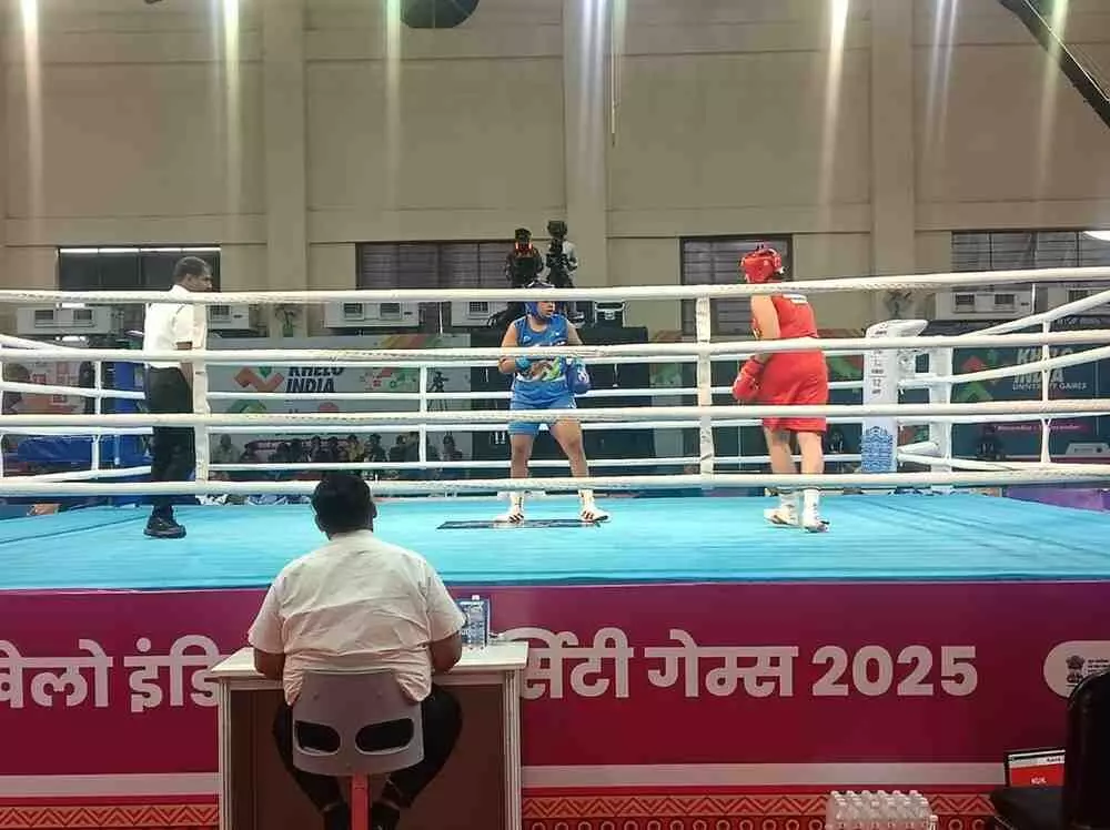 Exciting boxing bouts on the third day of the Khelo India University