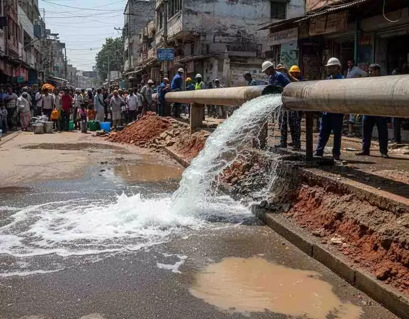 Thousands of liters of drinking water are being wasted due to pipeline leakage in the city.