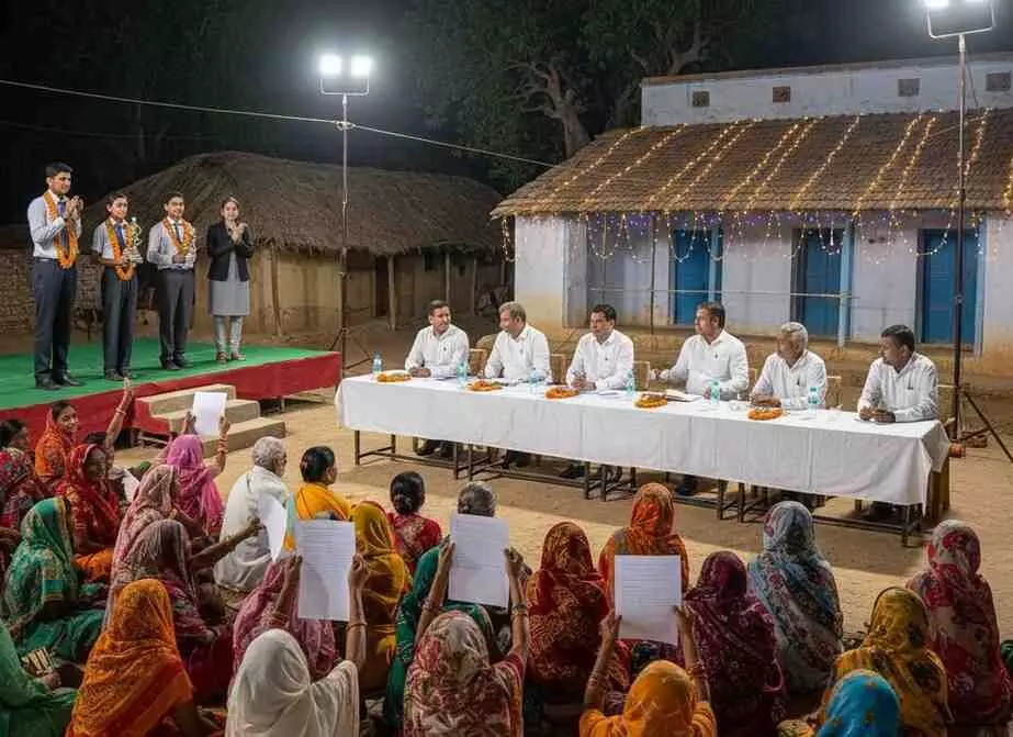 District Collectors night Chaupal in Gram Panchayat Gamdi: District Collectors night Chaupal in Gram Panchayat Gamdi: