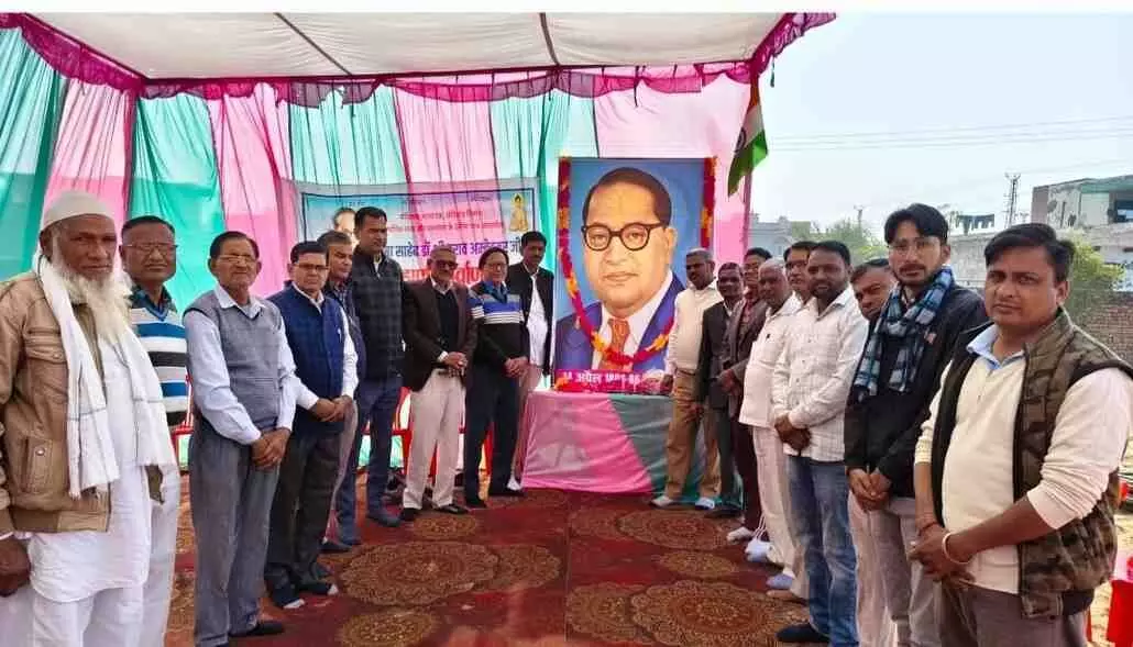 Tribute paid to the great hero of social justice Baba Saheb in Nohar.