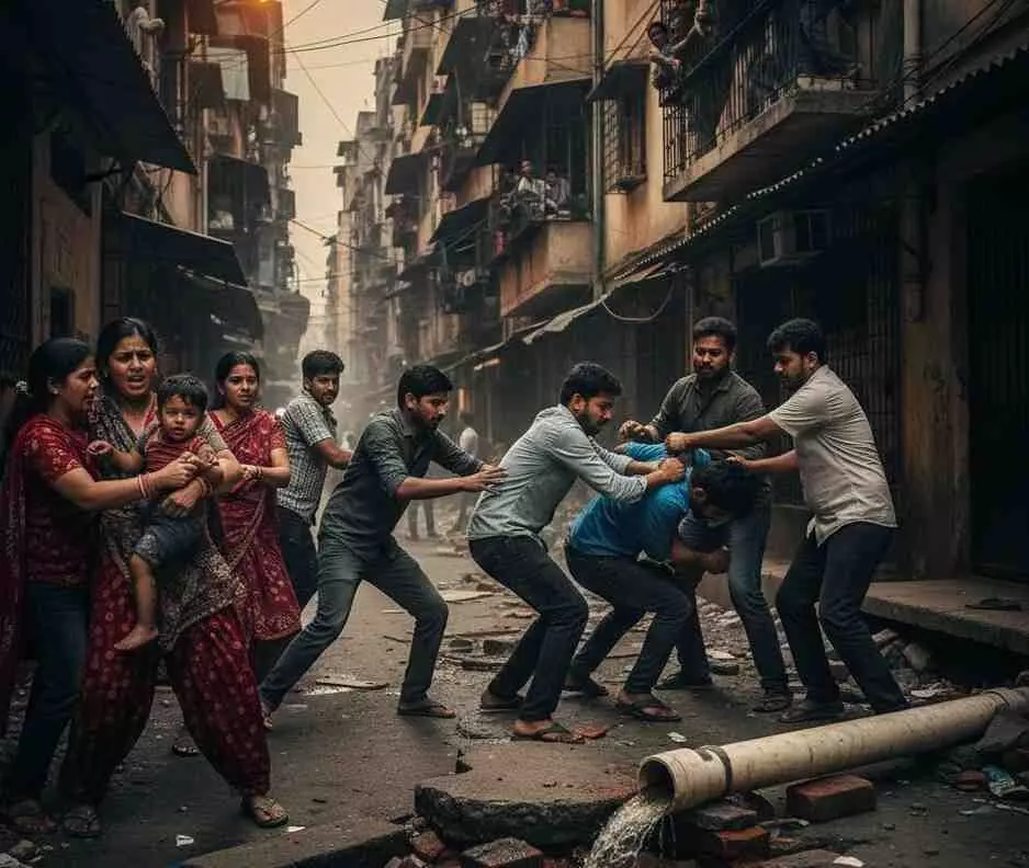 A minor dispute over water pipes erupts in Kandivali, A minor dispute over water pipes erupts in Kandivali,