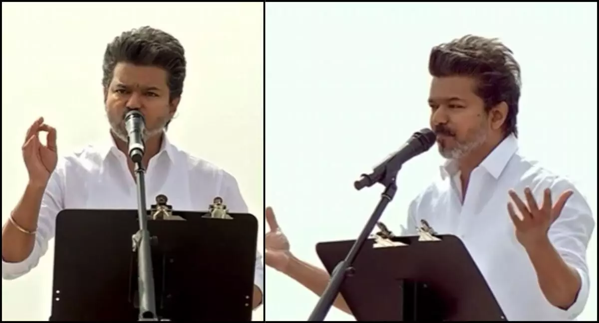 Thalapathy Vijay holds a rally in Puducherry with 5,000 fans after Karur accident Thalapathy Vijay holds a rally in Puducherry with 5,000 fans after Karur accident