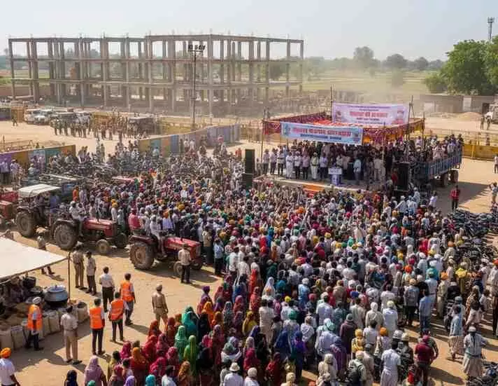 A massive crowd gathered at the Tibbi Mahapanchayat; A massive crowd gathered at the Tibbi Mahapanchayat;