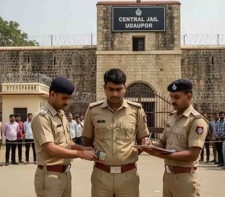 Udaipur: Jail guard caught trying to smuggle tobacco to inmates Udaipur: Jail guard caught trying to smuggle tobacco to inmates