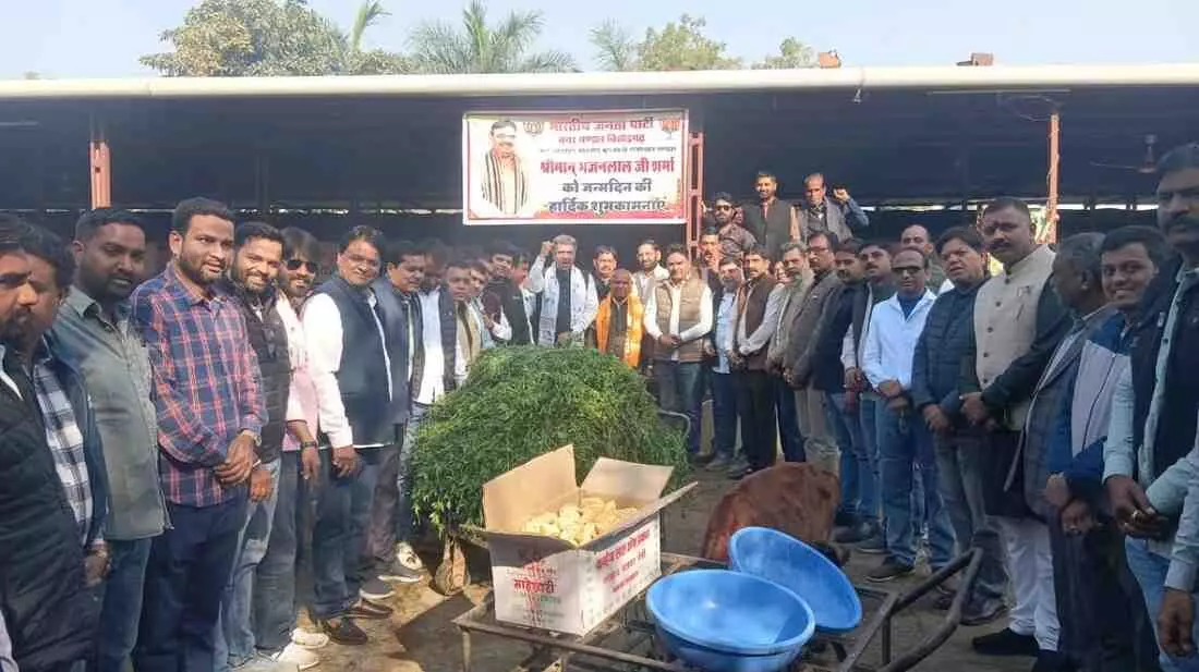Seva programme organised at Gandhi Nagar Gaushala on the birthday of Chief Minister Bhajan Lal Sharma
