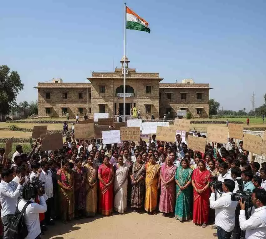 Congresss attack: Protest at district headquarters against central policies to weaken MNREGA Congresss attack: Protest at district headquarters against central policies to weaken MNREGA