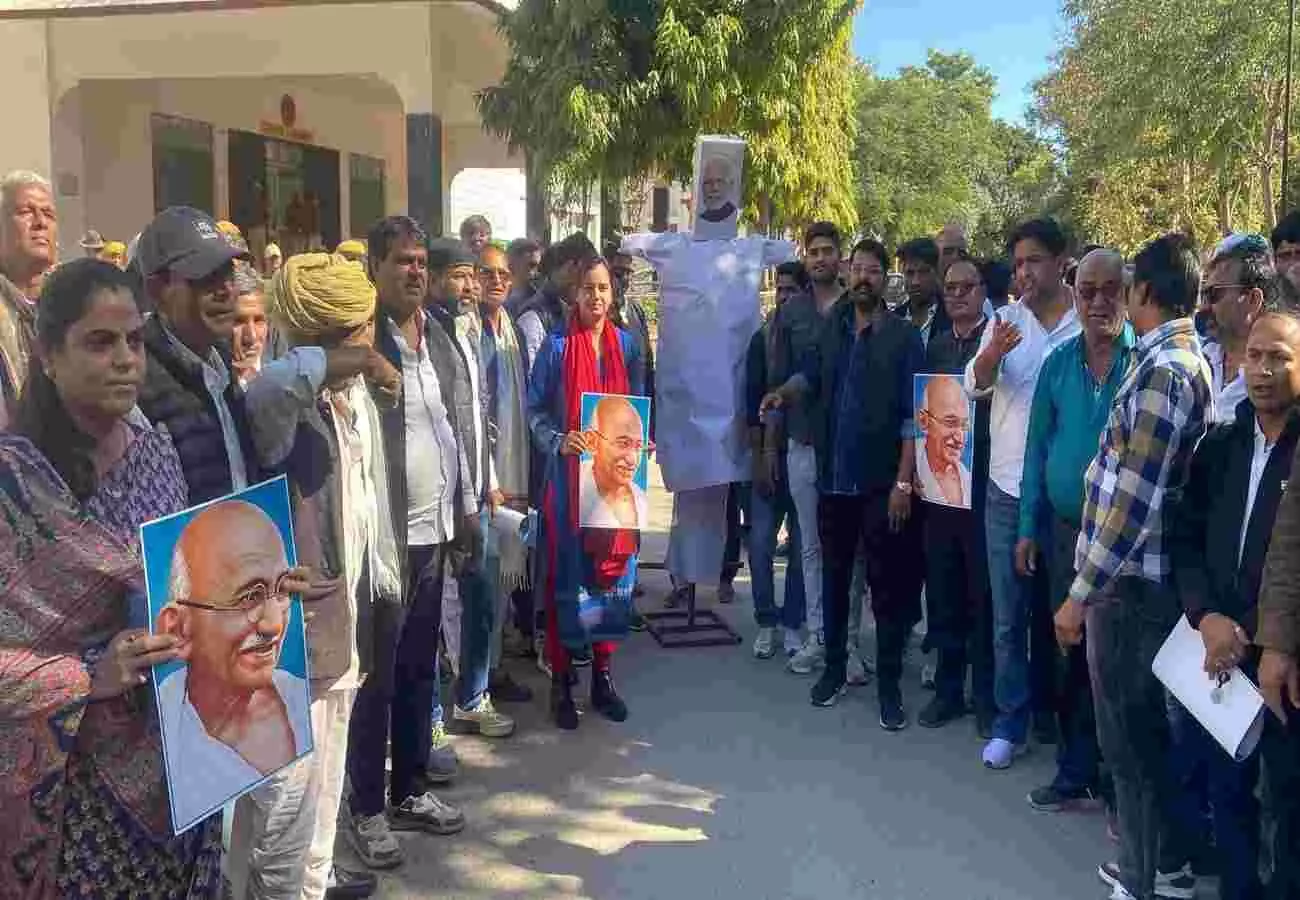 Congress protests against BJP government in Rajsamand