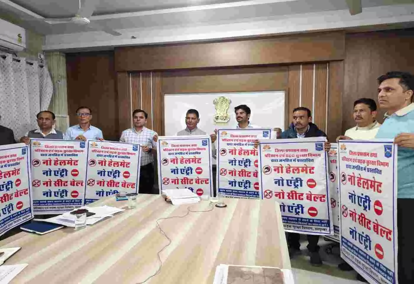 Release of No Helmet No Entry No Seat Belt No Entry poster under road safety campaign
