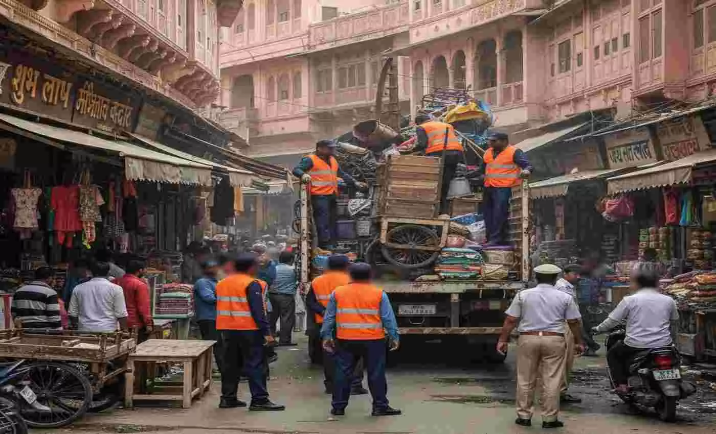 Strict action taken in major markets: Jaipur Municipal Corporations anti-encroachment drive, illegal encroachments removed from 25 locations