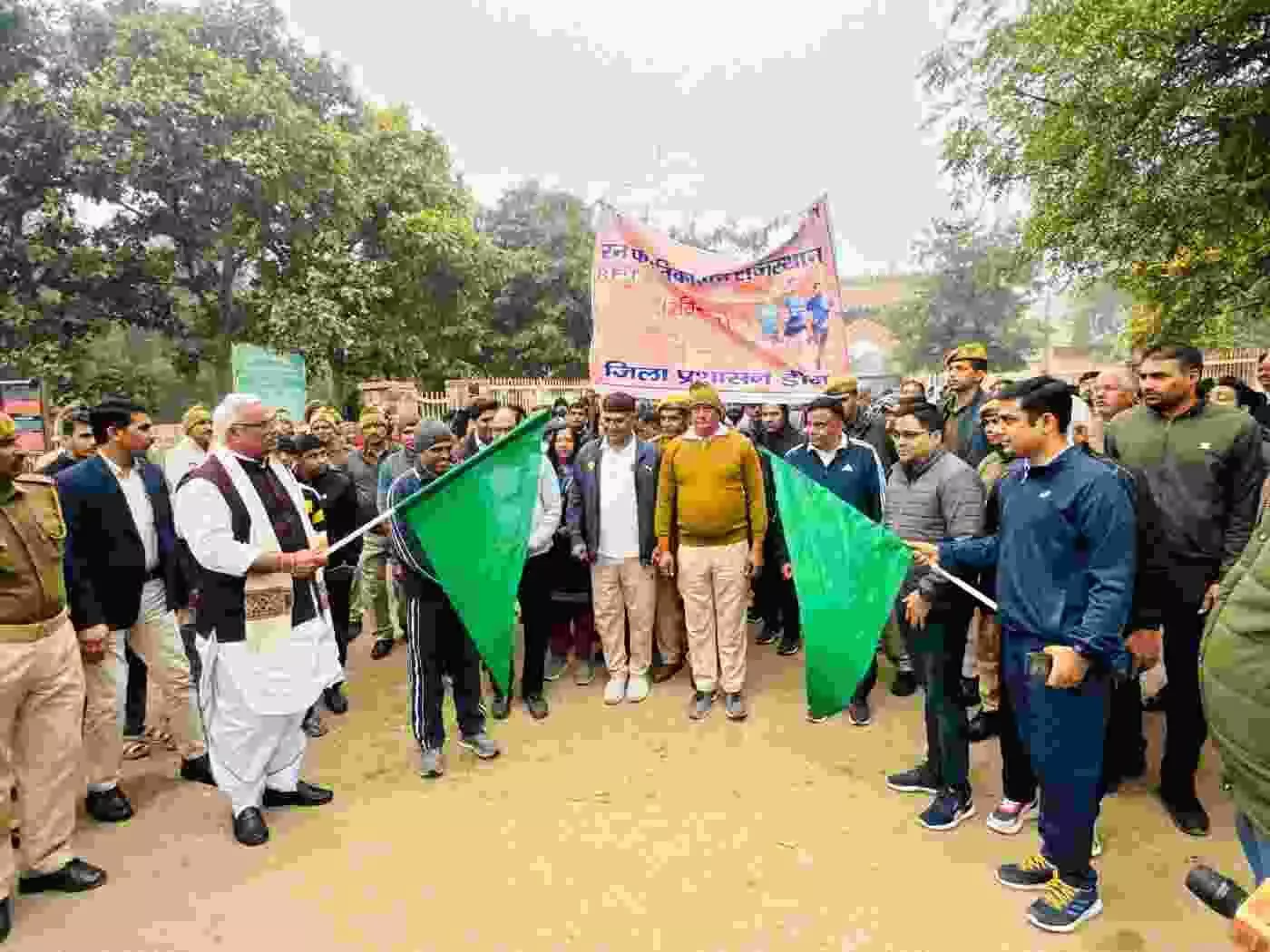 The Run for Developed Rajasthan 2025 commenced from the historic Jal Mahal premises in Deeg, The Run for Developed Rajasthan 2025 commenced from the historic Jal Mahal premises in Deeg,