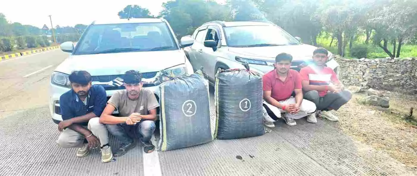 44 kg 300 grams of poppy husk seized in Chittorgarh, four smugglers arrested 44 kg 300 grams of poppy husk seized in Chittorgarh, four smugglers arrested