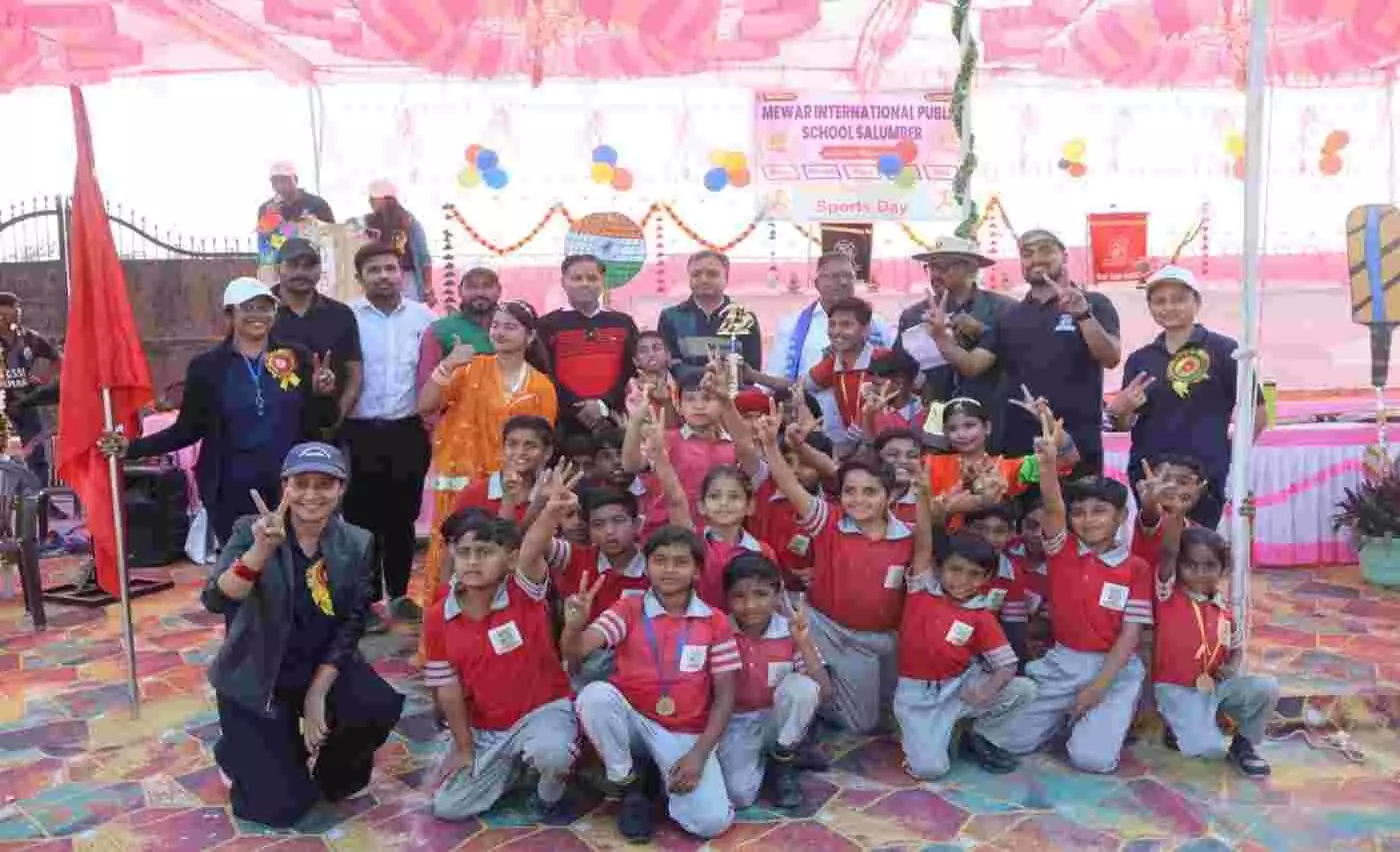 Grand closing ceremony of two-day sports competition organized on Olympic lines at Mewar International Public School Grand closing ceremony of two-day sports competition organized on Olympic lines at Mewar International Public School