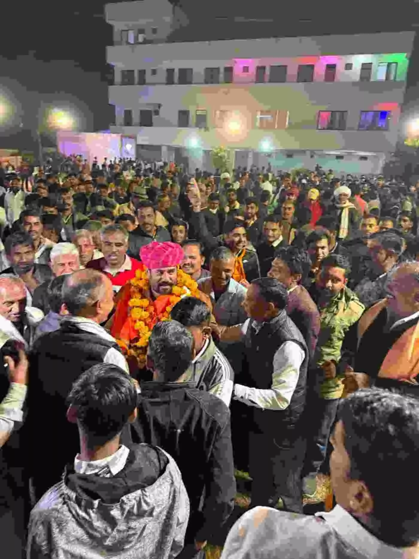 A large crowd gathered in Kheroda on the birthday of former chief representative Kuber Singh Chavda