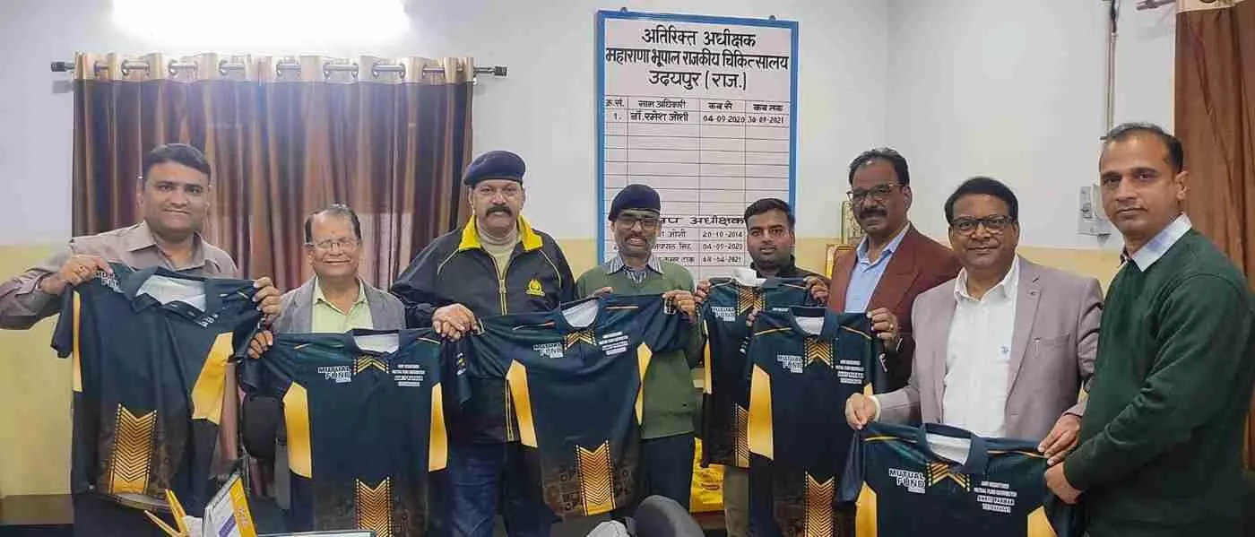 Udaipur: Grand launch of new T-shirt of cricket team in Purbiya Samaj Annual Sports Udaipur: Grand launch of new T-shirt of cricket team in Purbiya Samaj Annual Sports