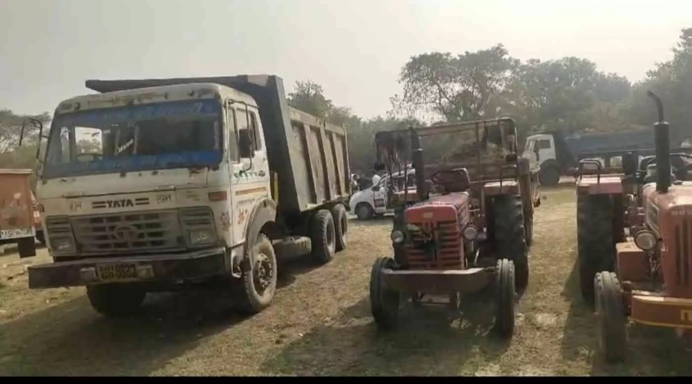 Major action by the administration against illegal mining and transportation on NH-27 highway Major action by the administration against illegal mining and transportation on NH-27 highway