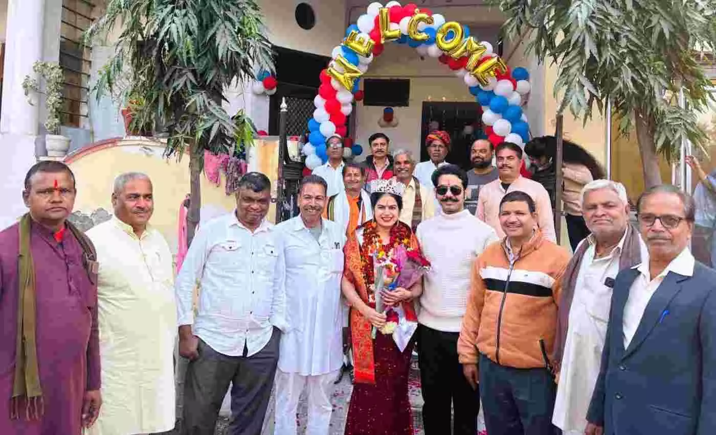 Mrs. Rajasthan Jaya Chauhan receives historic welcome in Bhilwara Mrs. Rajasthan Jaya Chauhan receives historic welcome in Bhilwara