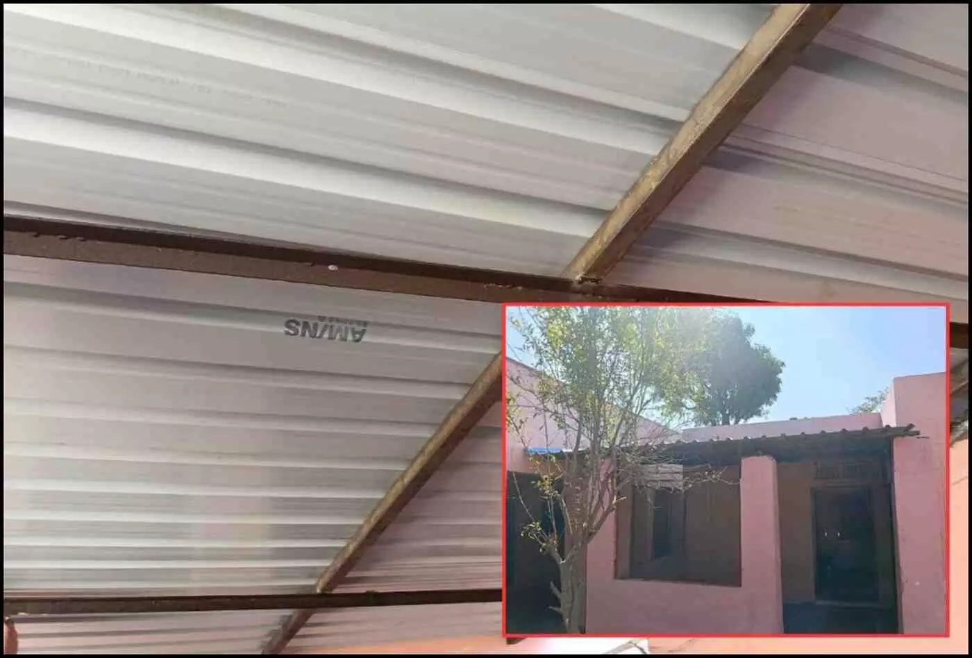 In Degana school, teacher Rajendra Kumar Chaudhary constructed a tin shed for the kitchen.