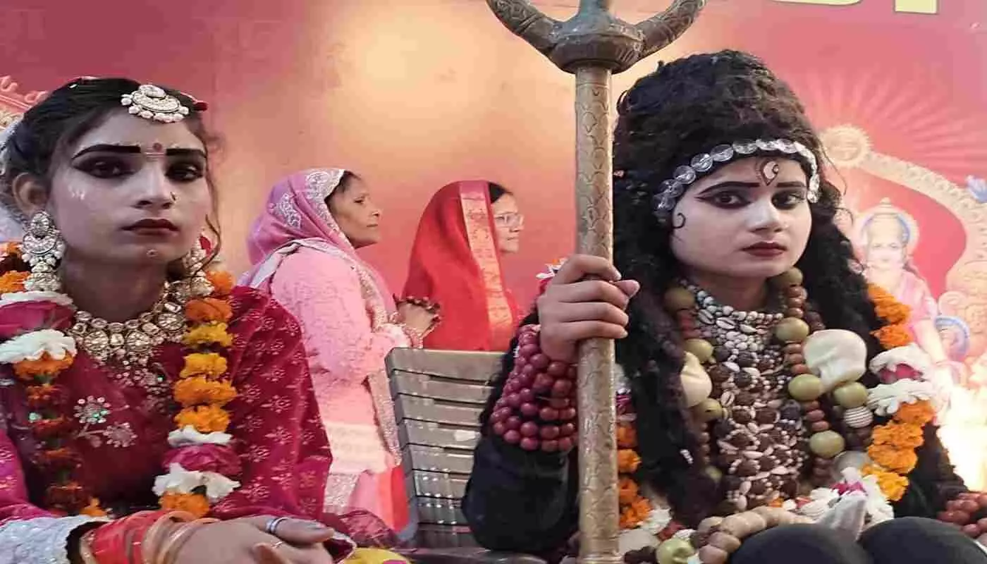 गंगापुर सिटी में श्रीराम कथा के दूसरे दिन शिव–पार्वती विवाह की दिव्य झांकी ने भक्ति का वातावरण रच दिया