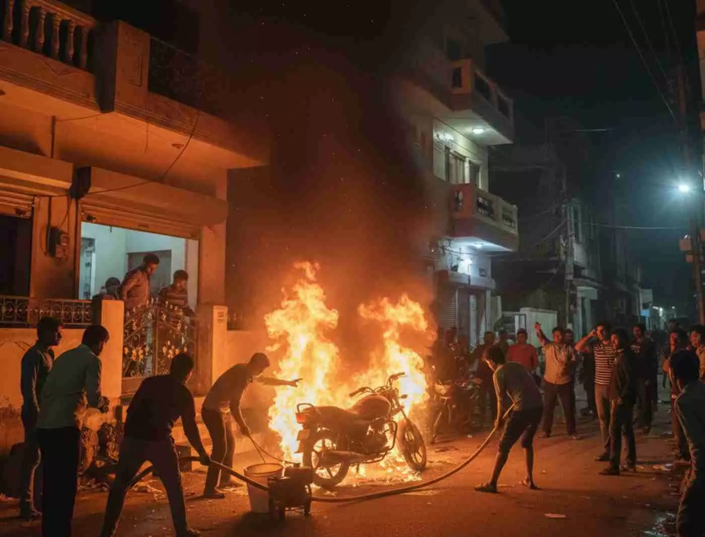 भीलवाड़ा में चाय होटल संचालक के घर बाहर खड़ी बाइक और स्कूटी में आगजनी, मोहल्ले में दहशत
