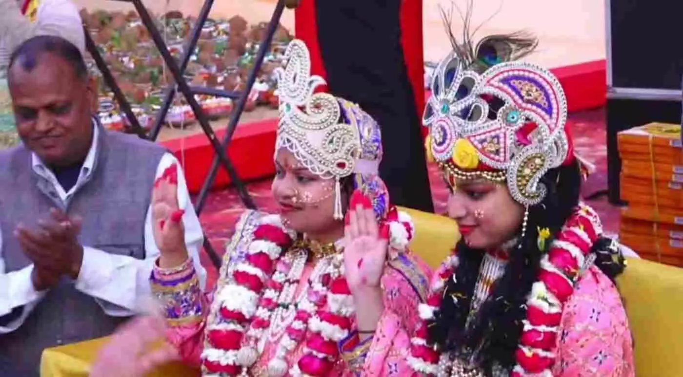 गंगापुर सिटी: श्रीमद्भागवत कथा में कंस वध और रुक्मणी विवाह का दिव्य प्रसंग, भक्ति और श्रद्धा से सराबोर हुआ विजय पैलेस गंगापुर सिटी: श्रीमद्भागवत कथा में कंस वध और रुक्मणी विवाह का दिव्य प्रसंग, भक्ति और श्रद्धा से सराबोर हुआ विजय पैलेस